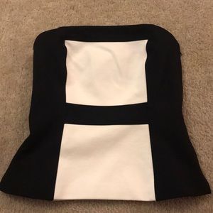 WHBM Color Block Bustier in Ecru and Black 00